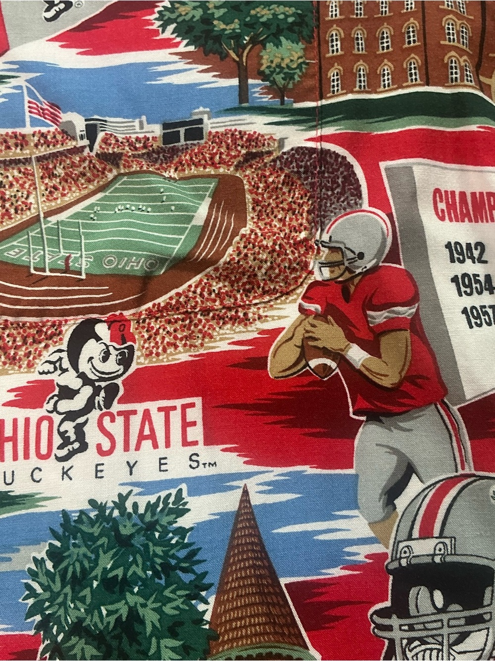 Vintage The Ohio State buckeyes 100% rayon button front short sleeve shirt XL - Picture 6 of 8